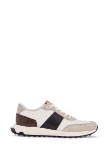 tod&#039;s elegant sporty sneakers in white leather and suede running mid volume 63k