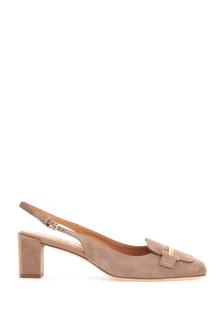 tod&#039;s cappuccino goat leather pumps with metal bar