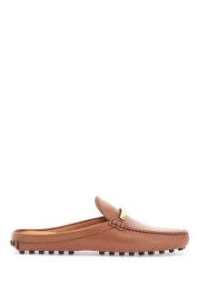 tod&#039;s dark brown calfskin slip-on with metal detail