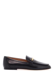 tod&#039;s black calfskin women&#039;s loafers with metallic band