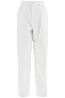 moschino white cotton wide leg trousers