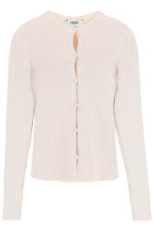 fendi compact rib knit cardigan