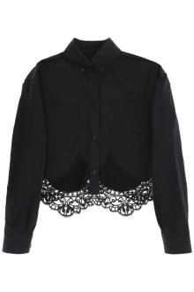 burberry cropped shirt with macrame lace insert