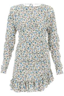 alessandra rich draped mini dress with floral pattern