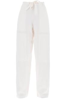 ferragamo work linen blend pants with patchwork