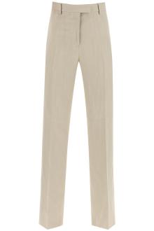 ferragamo tailored straight leg linen blend trousers