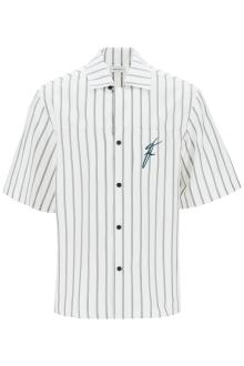 ferragamo striped bowling shirt with button