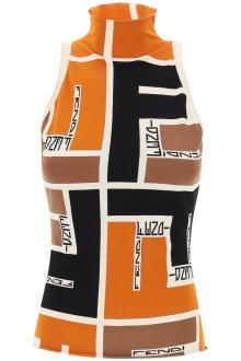 fendi lycra top with ff puzzle pattern