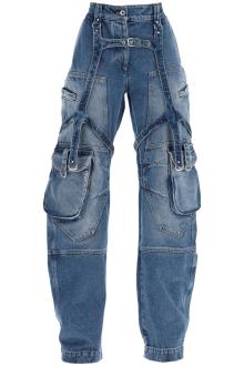 off-white cargo jeans with harness details