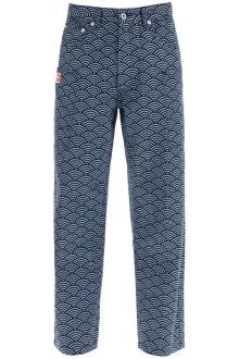 kenzo monkey workwear jeans with seigaiha print