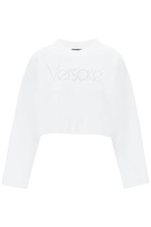 versace &quot;cropped sweatshirt with rhinestone