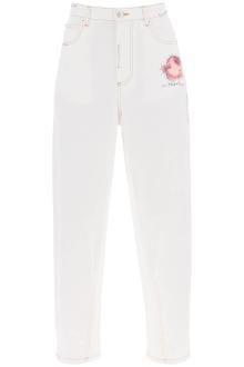 marni &quot;jeans with embroidered logo and flower patch