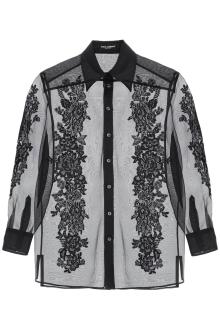 dolce &amp; gabbana organza shirt with lace inserts