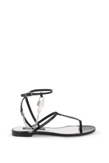 dolce &amp; gabbana patent leather thong sandals with padlock