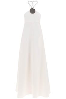 jil sander long dress with necklace