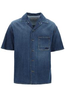 alexander mcqueen organic denim short sleeve shirt