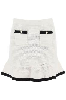 self portrait crochet mini skirt in