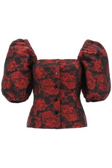 ganni blouse in floral jacquard