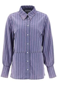 ganni striped denim shirt