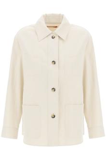 max mara studio newport overshirt in cotton and linen drill