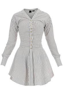 pinko striped poplin mini dress with nine