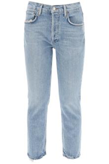 agolde high-waisted straight cropped jeans in the