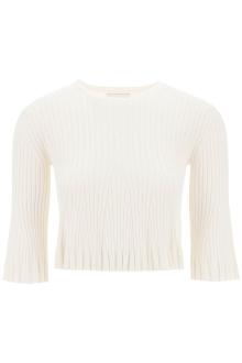 loulou studio silk and cotton knit ammi crop top in