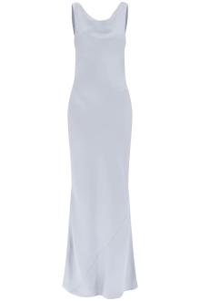 norma kamali drape neck satin gown