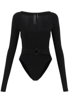 norma kamali belted long-sleeved bodysuit