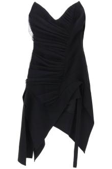 mugler asymmetric mini bustier dress