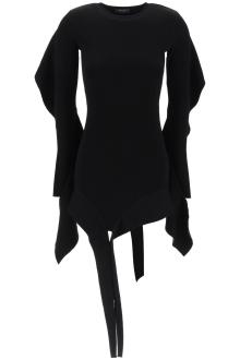 mugler asymmetric mini dress with ruffle details