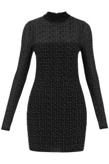 balmain lurex monogram knit mini