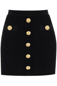 balmain knitted mini skirt with embossed buttons