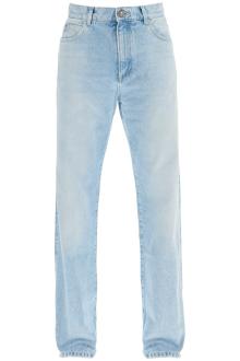 balmain light wash loose fit jeans