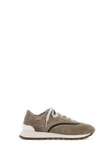 brunello cucinelli wool sneakers with precious stripe design