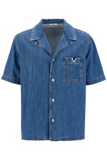 valentino garavani denim bowling shirt for men