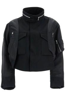 sacai boxy wool and nylon jacket