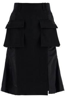 sacai &#039;hybrid nylon and wool skirt&#039;