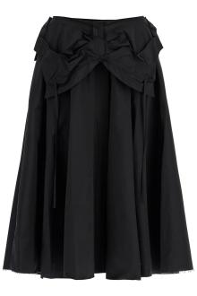 maison margiela black pleated midi skirt in polyamide