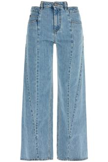 maison margiela loose cut-out waist jeans with