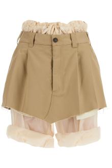 maison margiela layered effect mini skirt-p