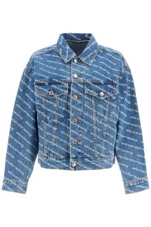 alexander wang denim logoed jacket