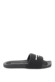 alexander wang logo strap slipper with branded