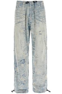 diesel distressed denim jacquard pants