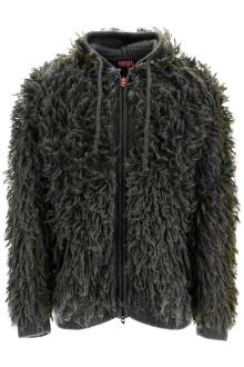 diesel shaggy knit cardigan with hood