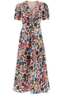 saloni &#039;lea&#039; long dress in printed silk