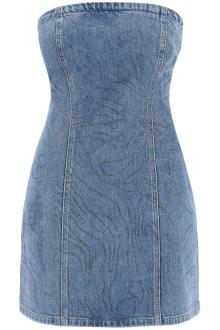 rotate denim mini dress with rhin