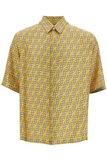 fendi short sleeve silk shirt ff labyrinth short sleeve