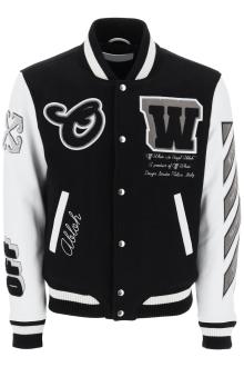 off-white lea varsity bomber jacket