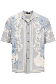 versace baroque printed silk bowling shirt set for the